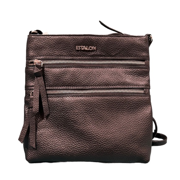 Estalon  black genuine Leather crossbody bag made in India - Picture 1 of 4